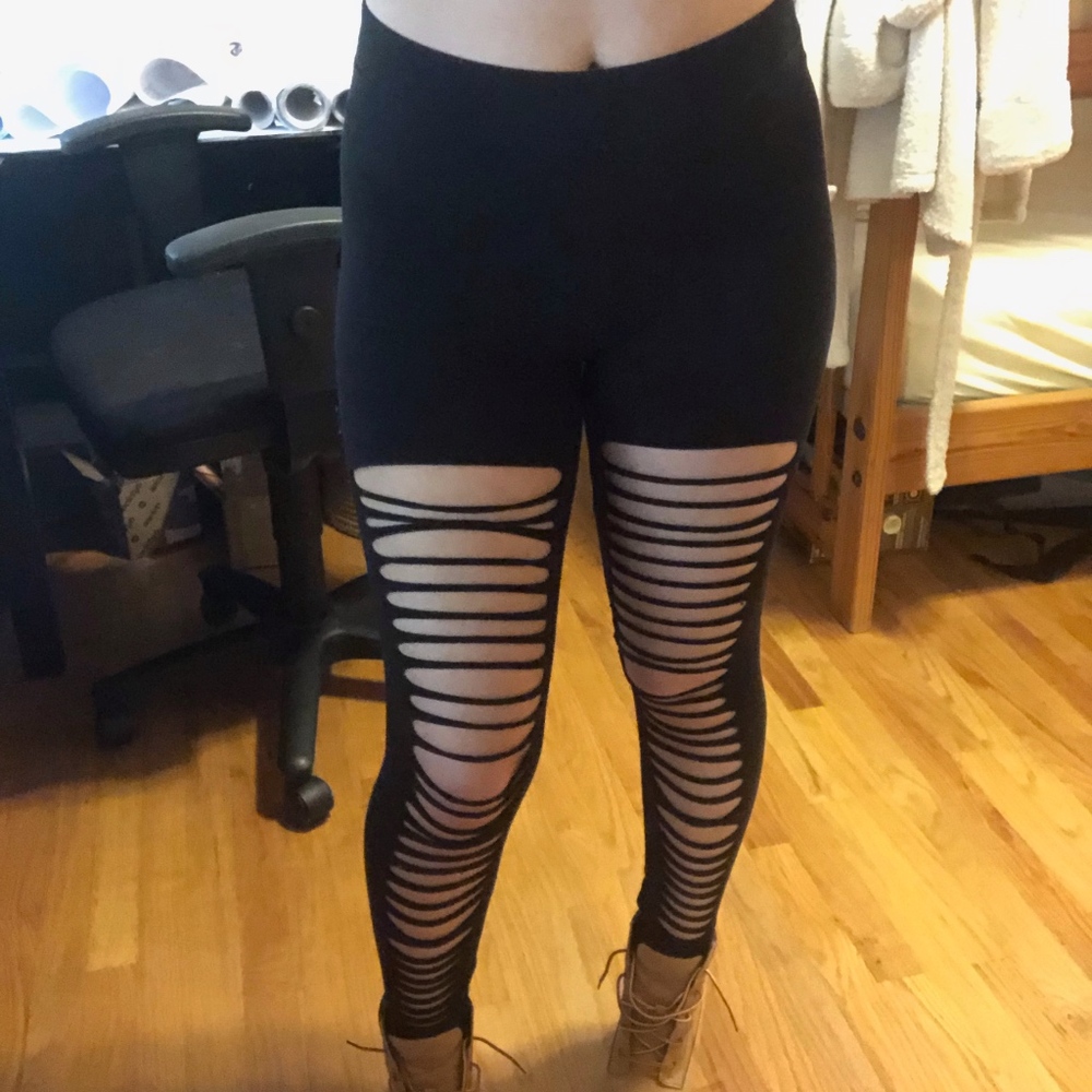 Express Distressed Ripped Black Leggings